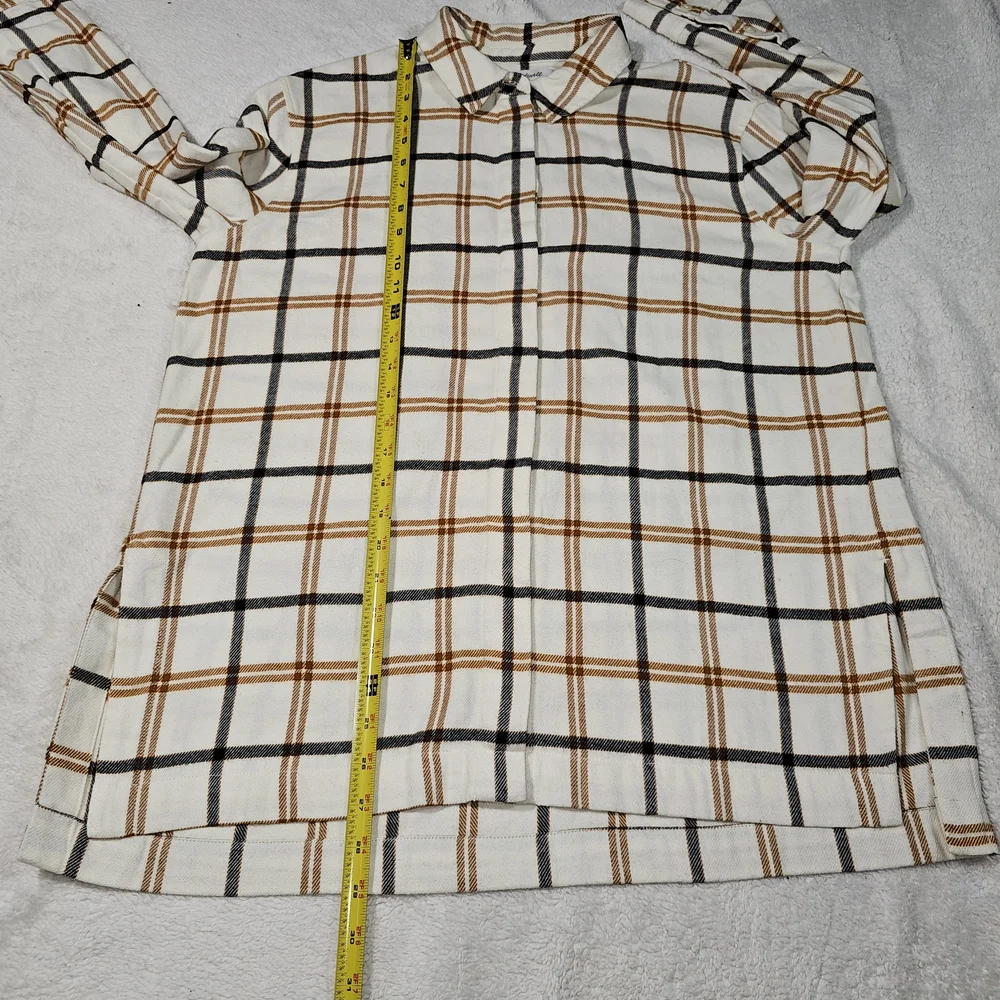 Madewell White and Orange Plaid Button-Down Shirt